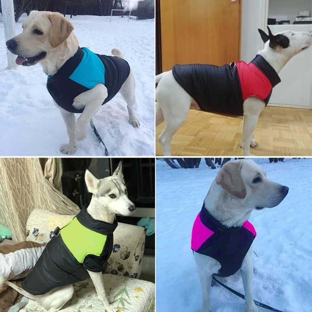 Kurtka zimowa dla psa kamizelka czarno zielona 2XL dla małych psów