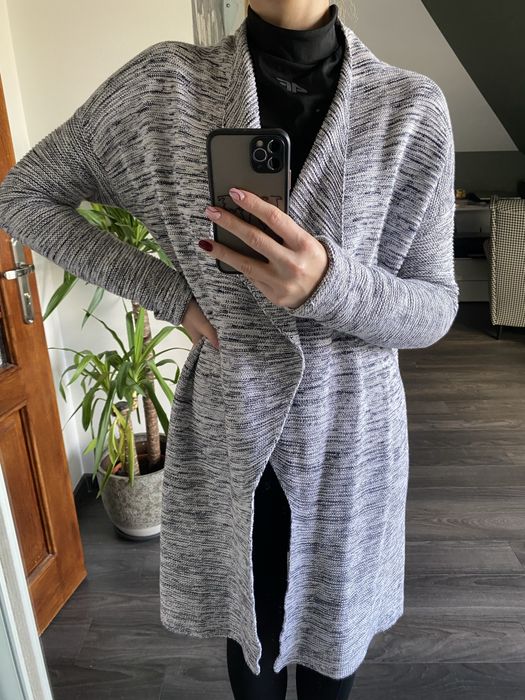 Długi bawełniany kardigan niebieski sweter Reserved r. M