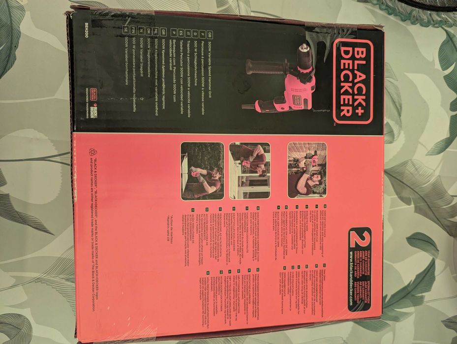 Berbequim percutor com fio 500 w Black + Decker BEH200-QS Novo