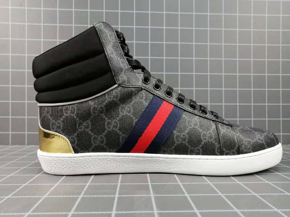 Trampki Wysokie Gucci Szare/Czarne GG Luksusowe