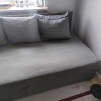 Łóżko kanapa szara z pojemnikiem na pościel .205x90