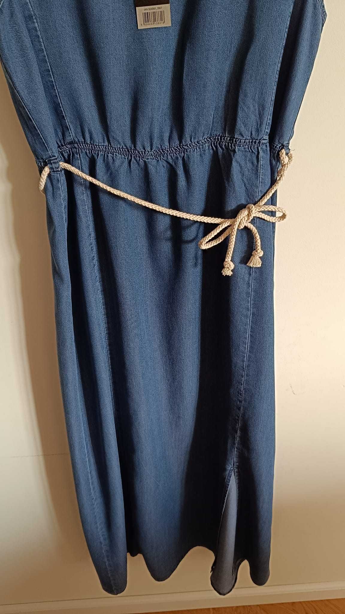 Nowa sukienka maxi długa 42 XL bez rękawów TENCEL jeans