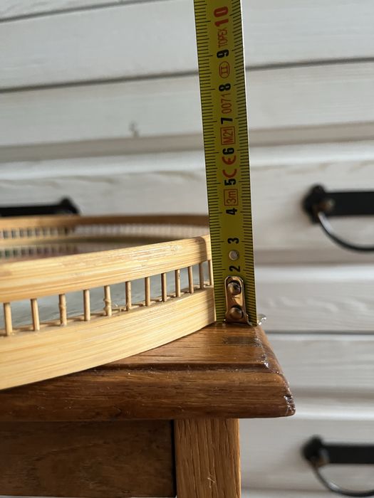 Dekoracyjna taca z motylem i kwiatami bambus vintage