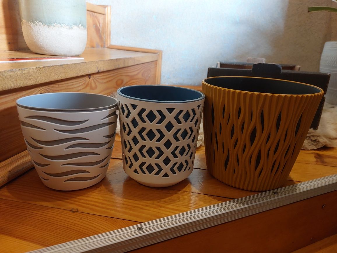 Doniczki osłonki doniczka osłonka ceramiczna plastikowa żółta szara