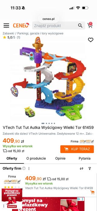 VTech Tut Tut Autka Wyścigowy Wielki Tor 61459