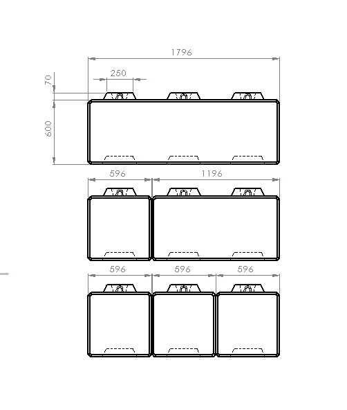 Nowa forma 180x60x60 z przegrodami do betonu, mury oporowe