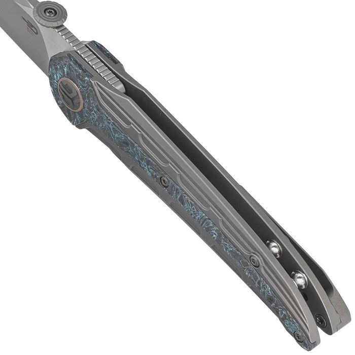 Nóż składany Bestech Prydwen Dark Grey Titanium/Blue Marbled Carbon
