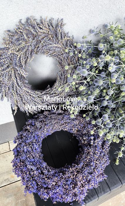 Wianek lawenda suszona lawendowy ok. 30 cm starannie wykonany