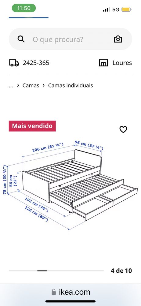 Cama criança semi nova