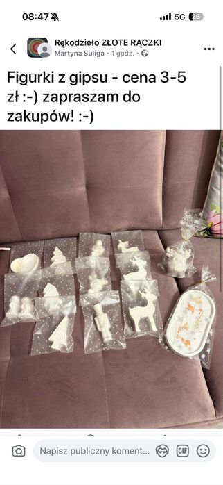 Figurki z gipsu cena za sztuke