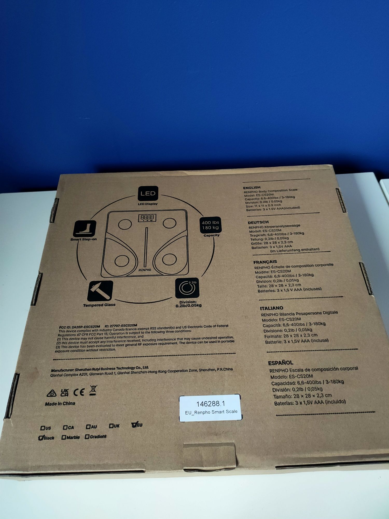 Waga łazienkowa RENPHO ES-CS20M analityczna BMI LED