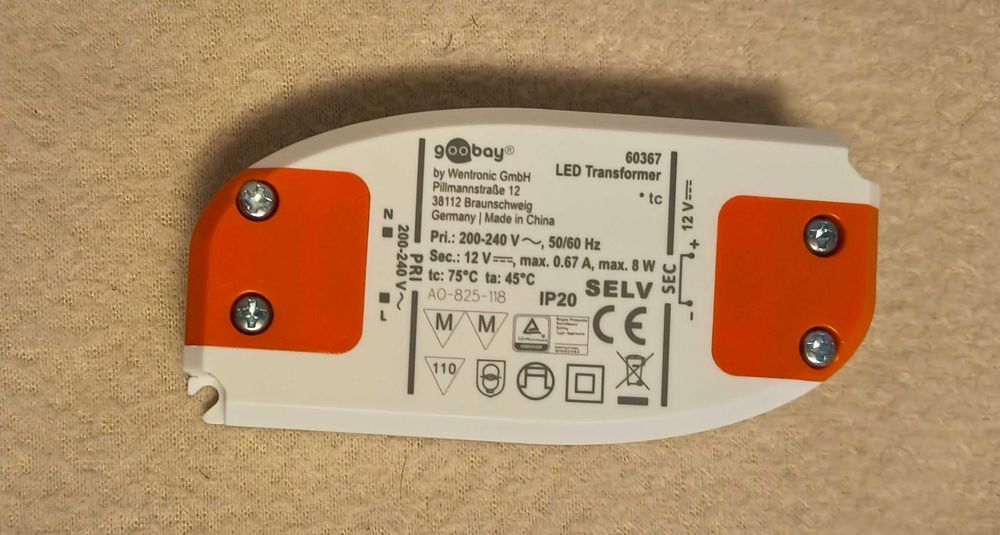 Zasilacz/Transformator do LED 12 V (DC)/8 W Goobay
