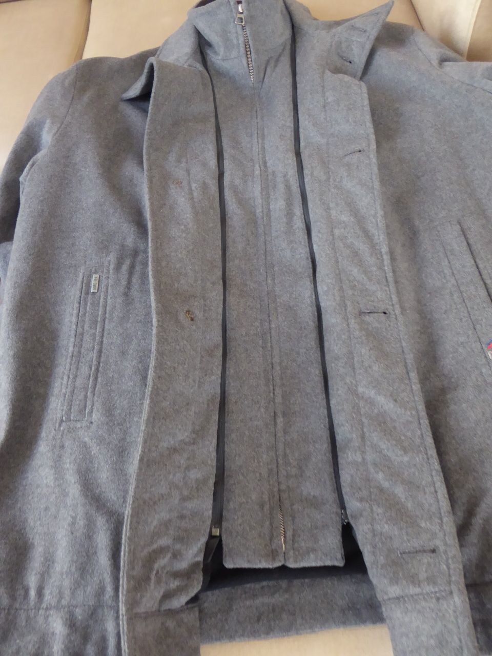 Szary płaszcz z wełny przejściowy roz 7XL Daniel Hechter