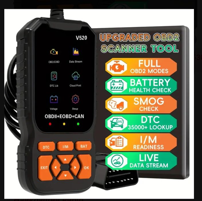 Професійний сканер діагностіки OBD2 , жк монітор 7" (V520) и (V518)