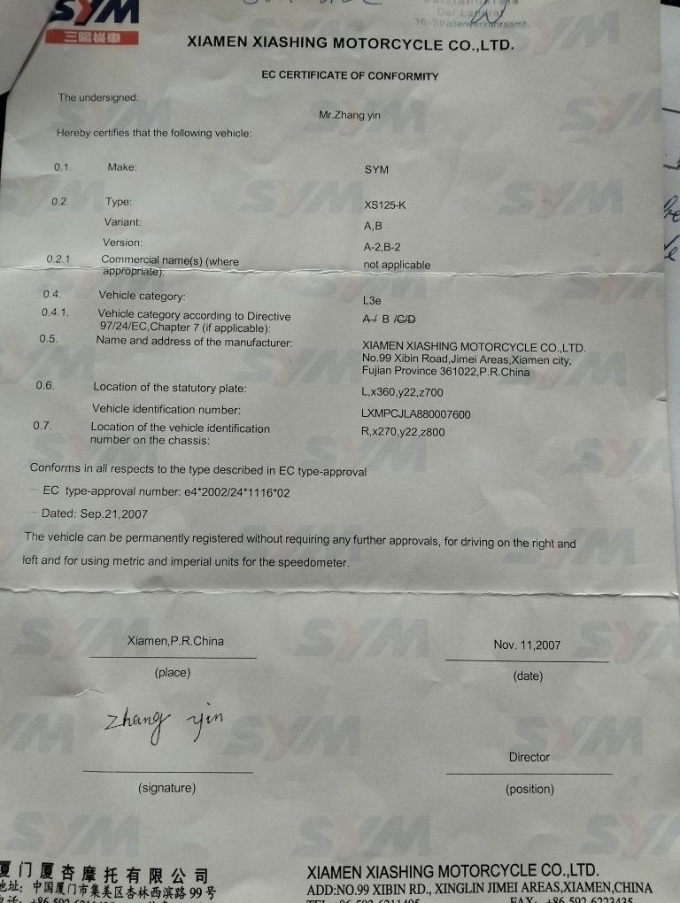 Motocykl 125 marki Sym