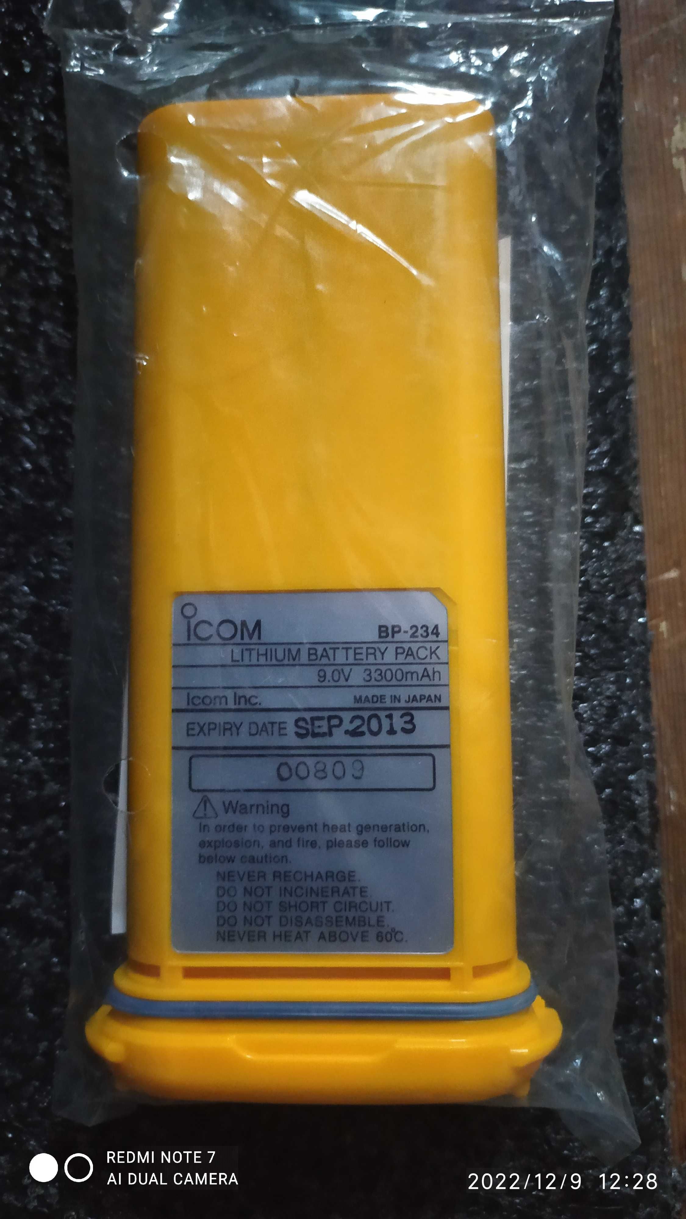 Аккумулятор Li-Ion 9V 3300 mAh Icom BP-234