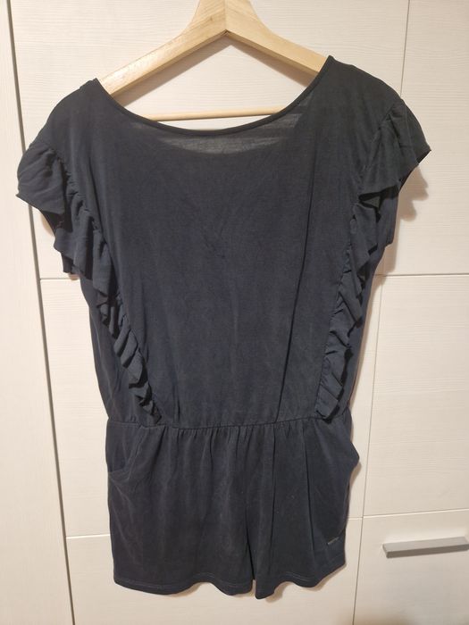 Czarny kombinezon mohito falbanką kieszenie