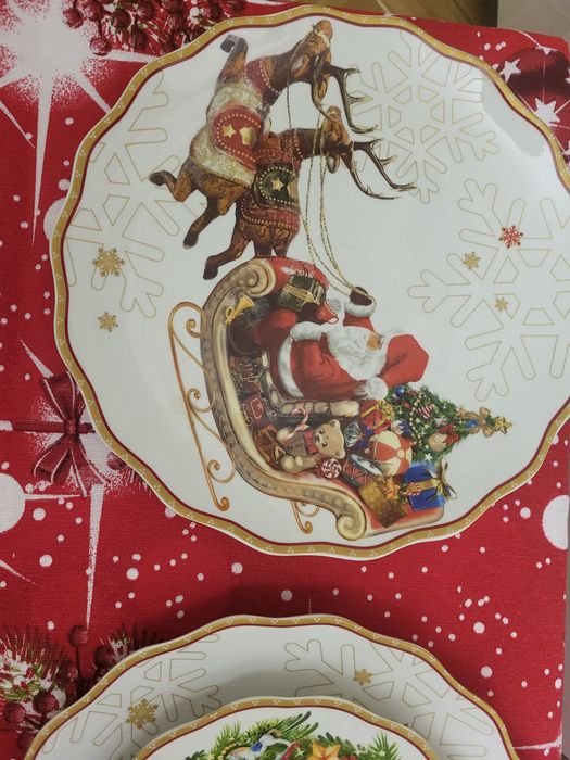 Новогодняя посуда рождество столовый сервиз на 6 персон