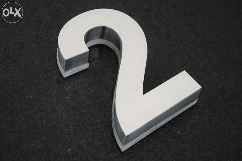 Números residenciais de Inox - Nr. 2 em 3D para Portas ou Entradas