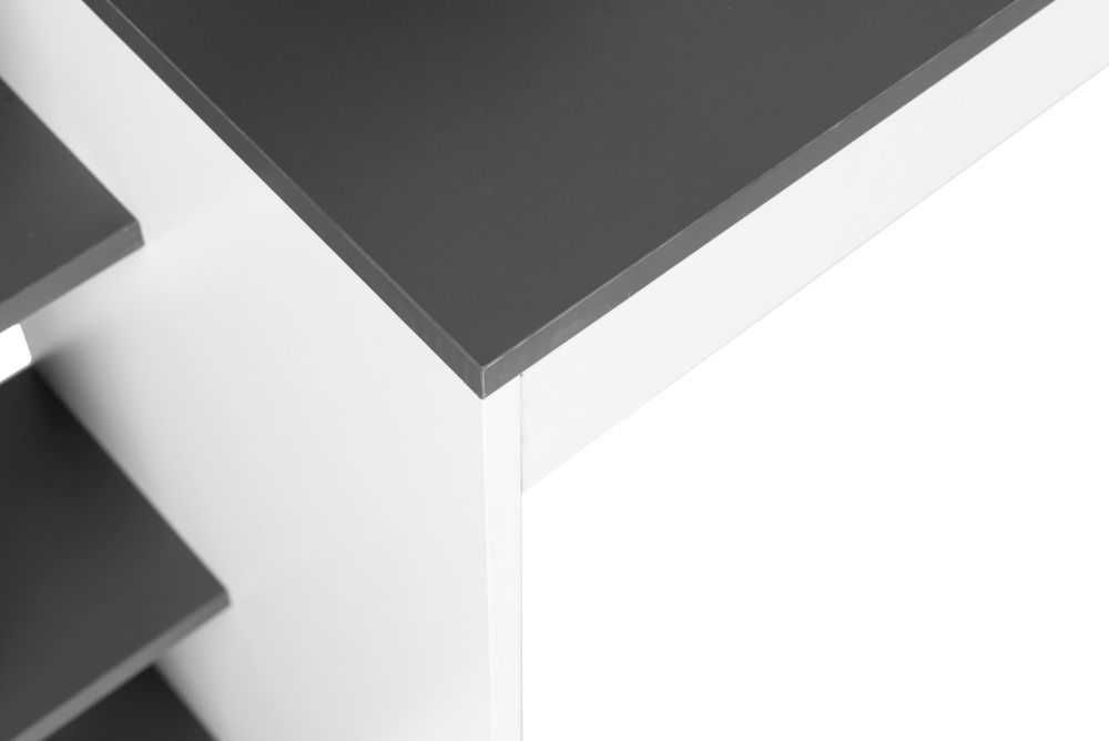Biurko komputerowe biurowe biało-szare stół + regał 4 półki