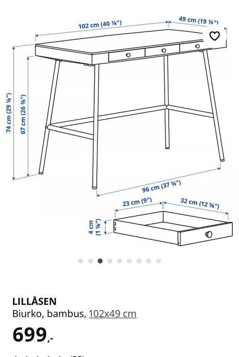 Biurko Ikea Lillasen bambusowe - Odbiór osobisty