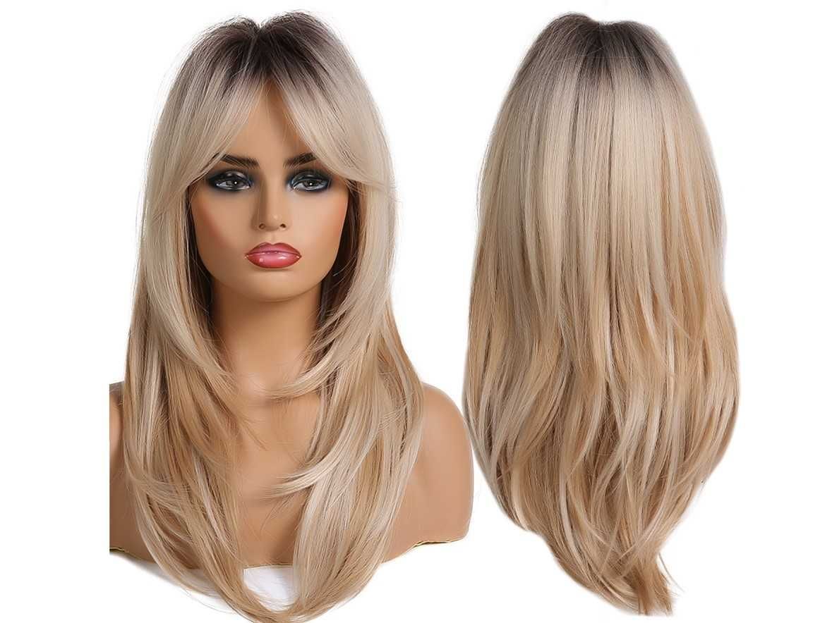 Peruka blond ombre do włosy długie jak naturalne grzywka