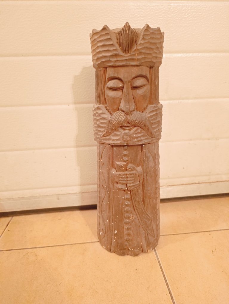 Drewniana figurka- schowek ręcznie robiona, bardzo stara