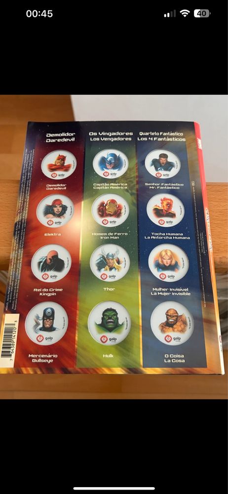 Coleção Marvel Galp 24 ímans
