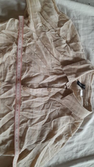 Koszula crop top w kratę krótka odkryty brzuch beżowa kremowa