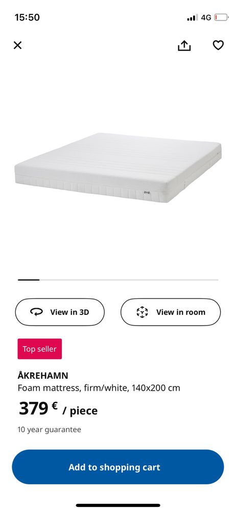 Cama de casal como nova IKEA Sagstua com colchão
