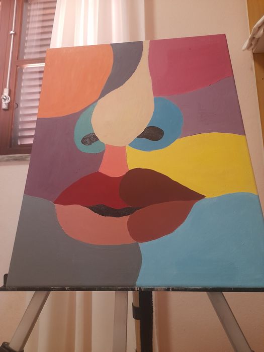 Pintura abstrata acrilica feita a mão