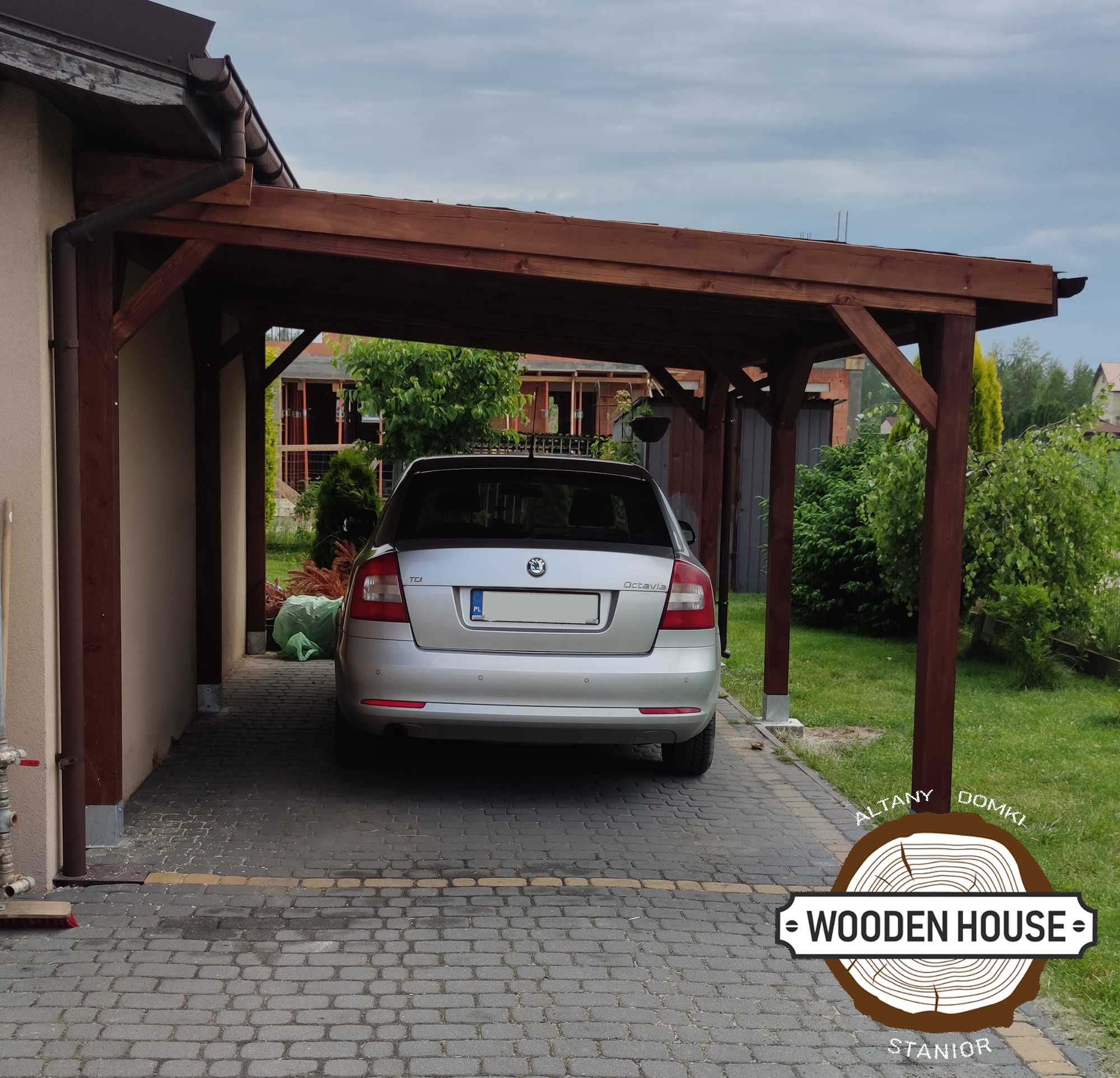 Wiata drewniana samochodowa - carport 1 wym 6x3m