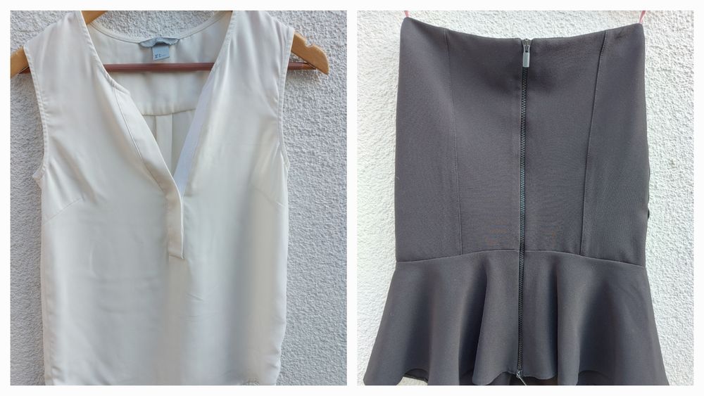 Bluzka H&M, spódnica Mohito czarna rozmiar S
