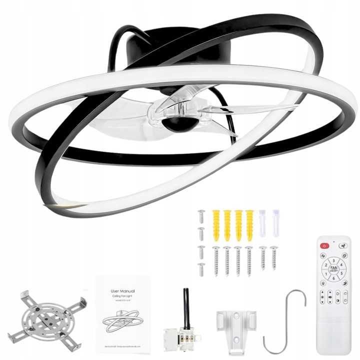 Wentylator Sufitowy Wiatrak Nowoczesna Lampa Sufitowa LED Żyrandol
