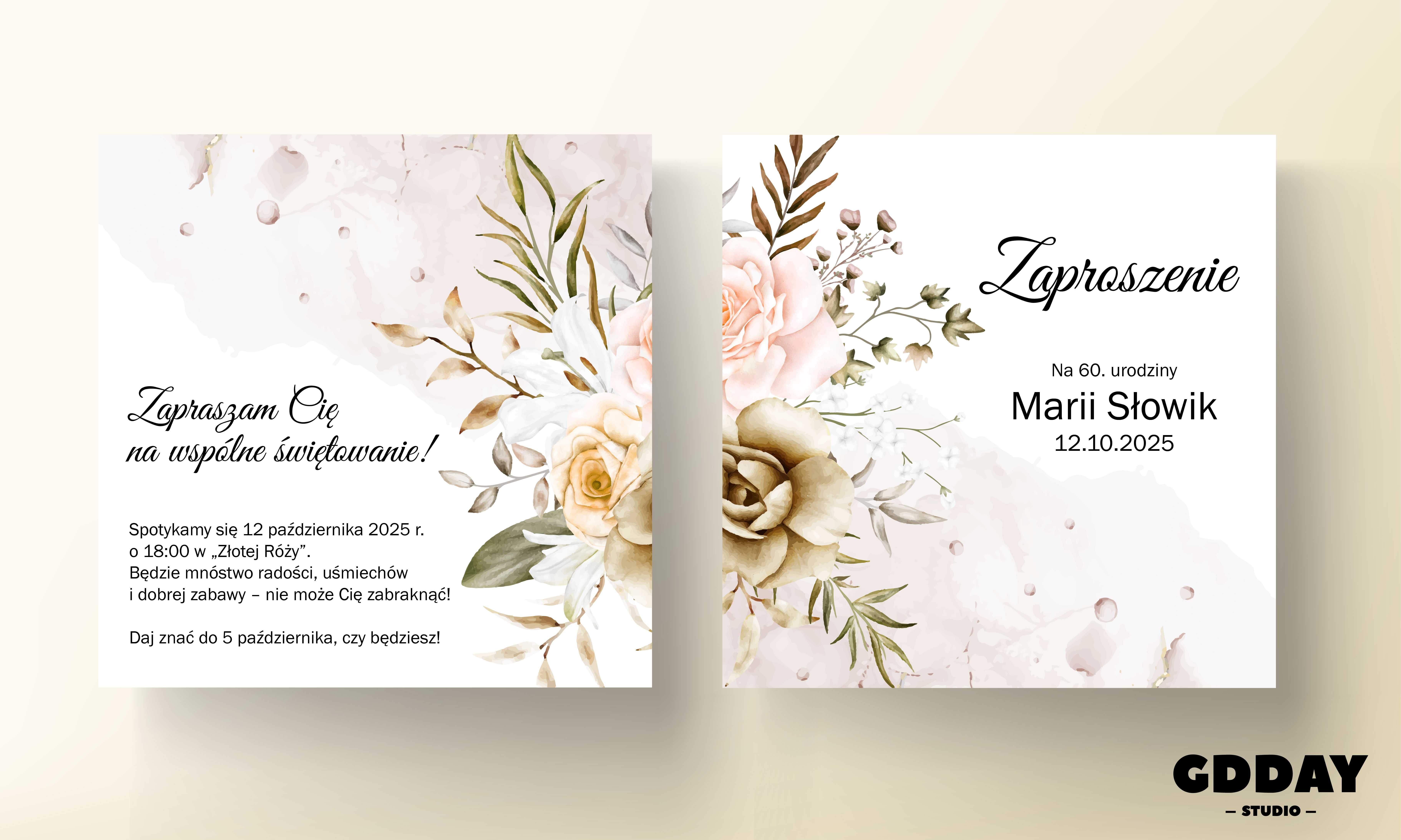 Projekt Zaproszenia, Winietki, RSVP, Ślub, Urodziny, BabyShower + DRUK