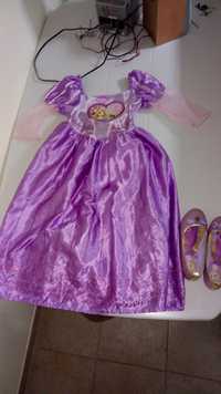 Vestido Princesa Rapunzel Disney com sapatos 6 anos