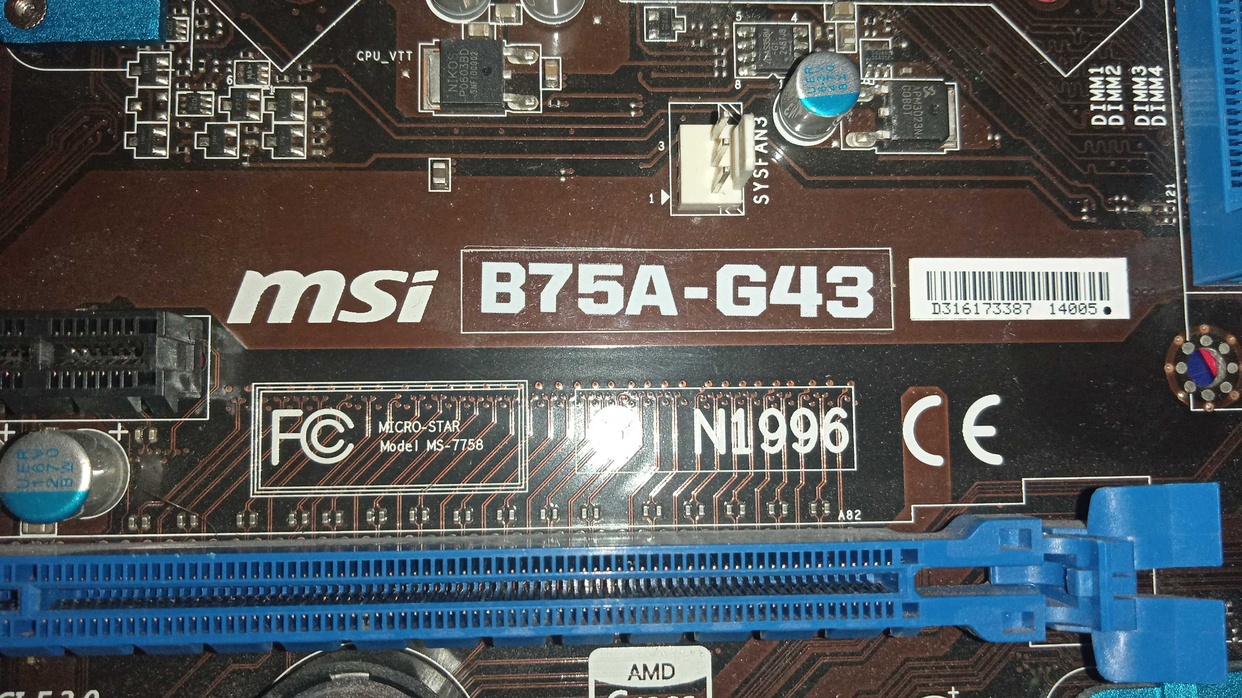 Материнська плата MSI b75A-G43 ( для Інтел сокету 1155 )