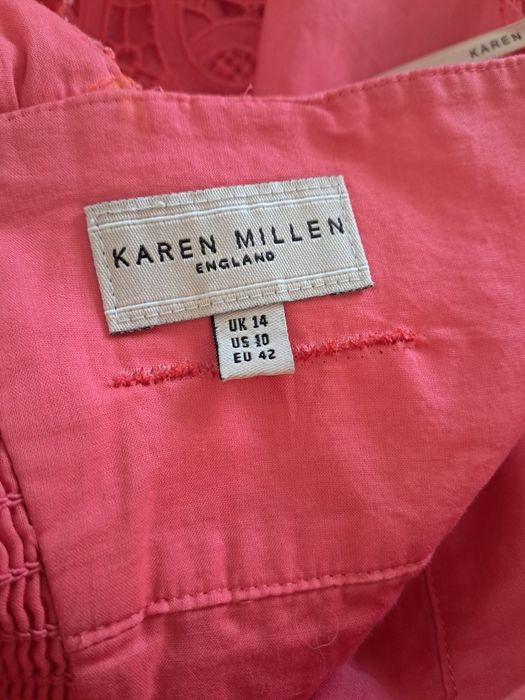 Koralowa haftowana sukienka Karen Millen rozm. L