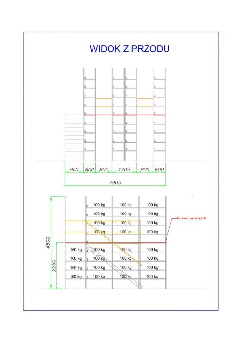 Antresole magazynowe AM2 – 24,21 m2 - podesty robocze antresola