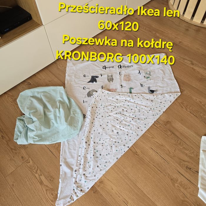 Pościel do łóżeczka prześcieradło z gumką Ikea len 60x120 bawełna cott