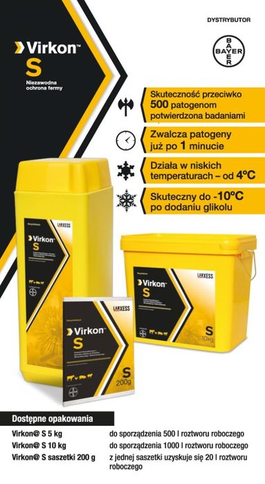 VIRKON S BAYER, skuteczny preparat dezynfekcyjny 10 kg