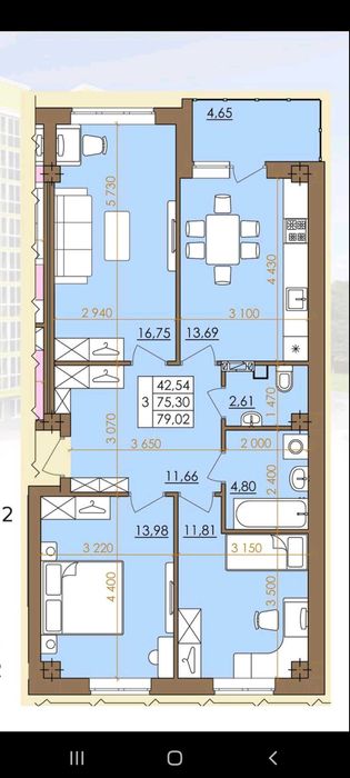 Продам 3ком на Европейской 146е