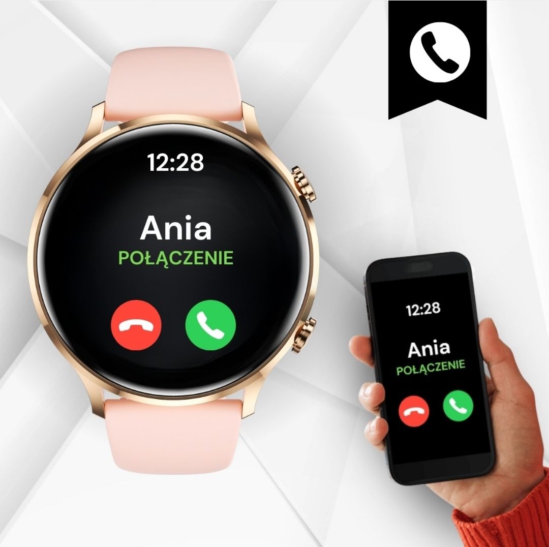 SMARTWATCH damski ZEGAREK wodoodporny PL MENU rozmowy SMART WATCH + 4