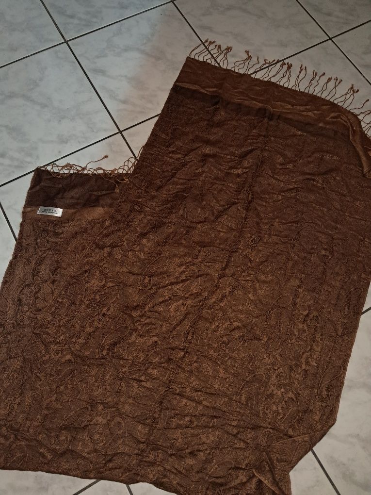 Elegancka  duża etola szal  kaszmir jedwab