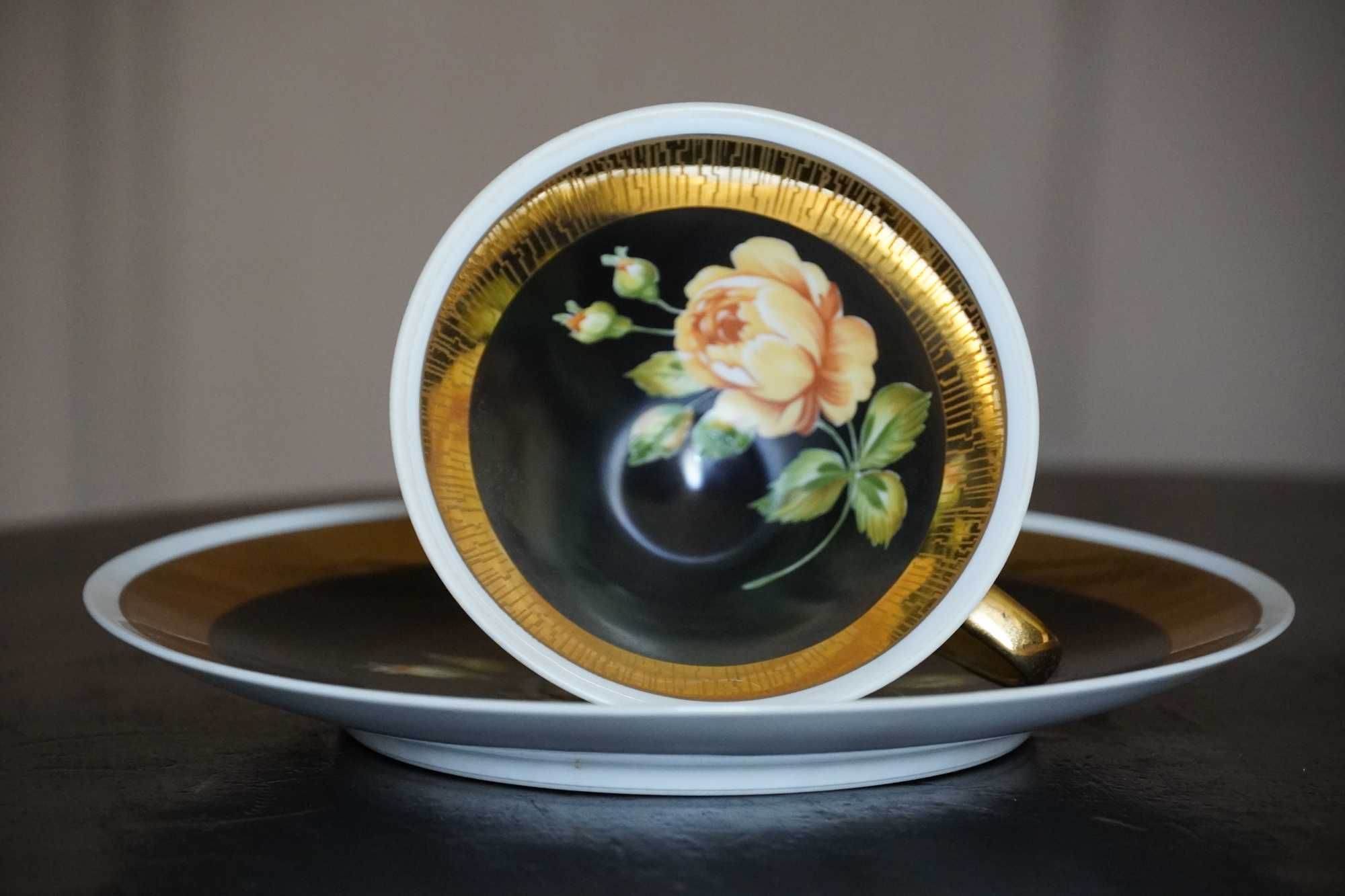 Porcelanowe DUO Bawaria sygnatura złocenia kwiaty róże vintage