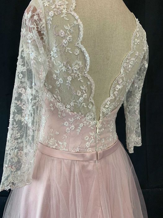 Nowa Suknia Ślubna Pudrowy Róż Koronka 38 M Princessa Księżniczka Tiul