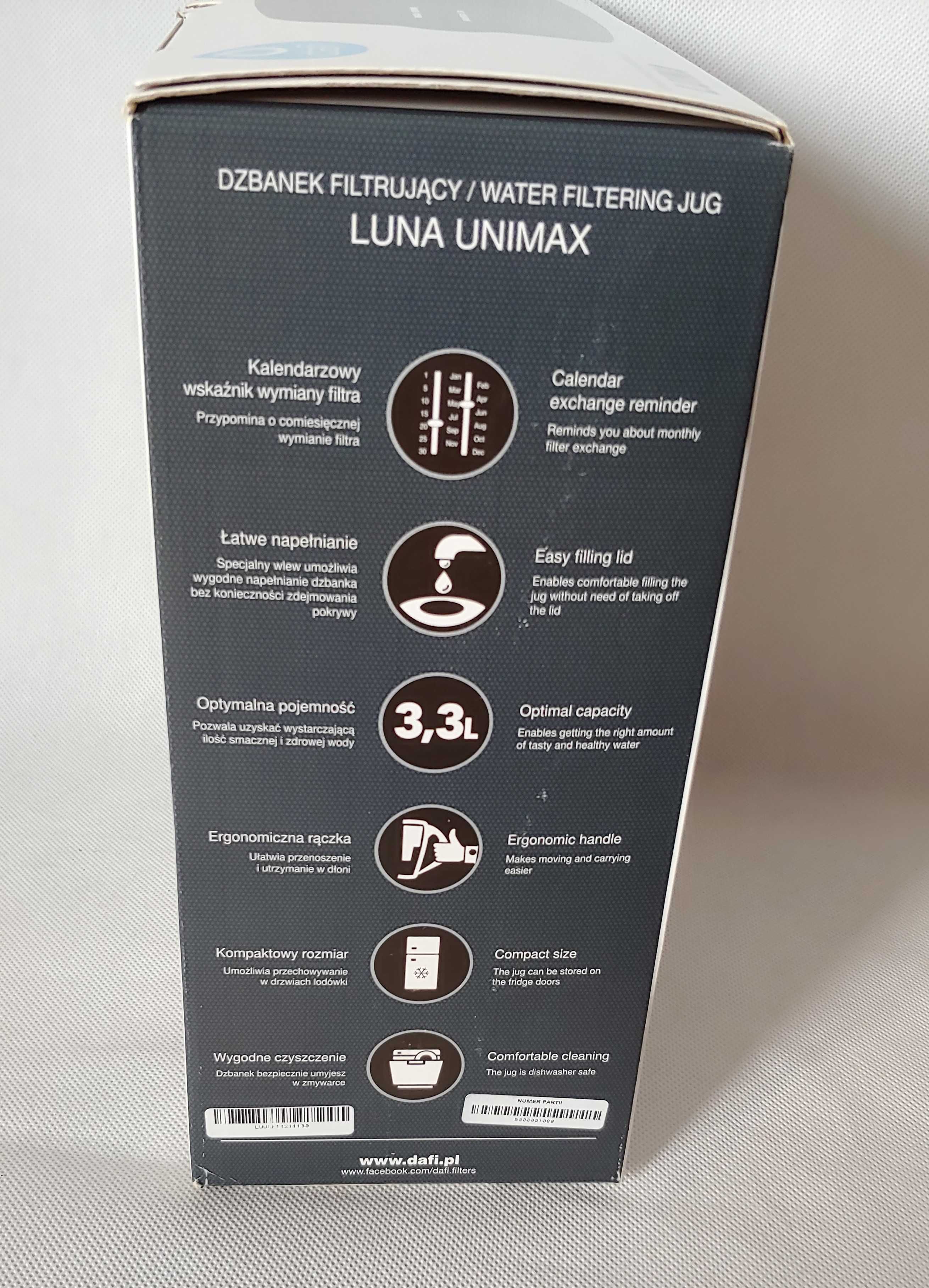 Dzbanek filtrujący Dafi LUNA 3,3 l + 2 wkłady Unimax szary