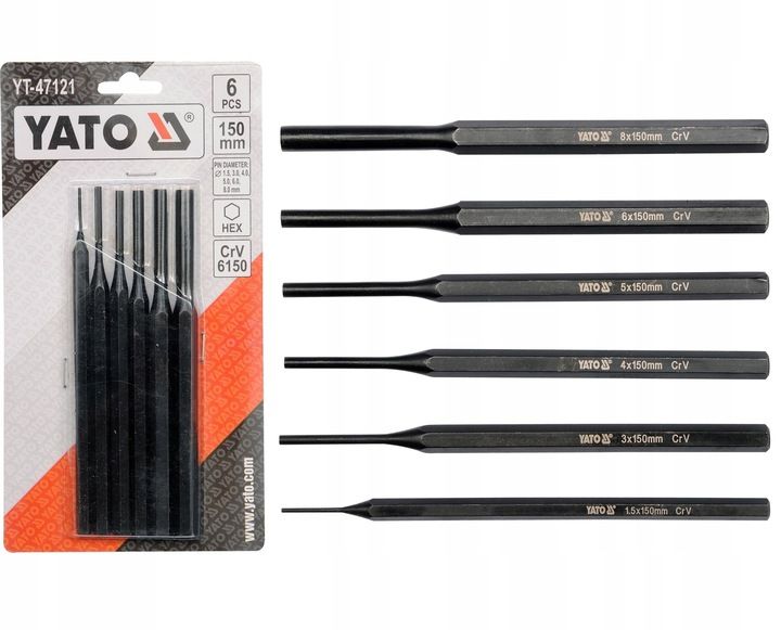 Yato Zestaw Precyzyjnych Wybijaków Stalowych Crv 1.5-8mm 6 Sztuk Yt-47