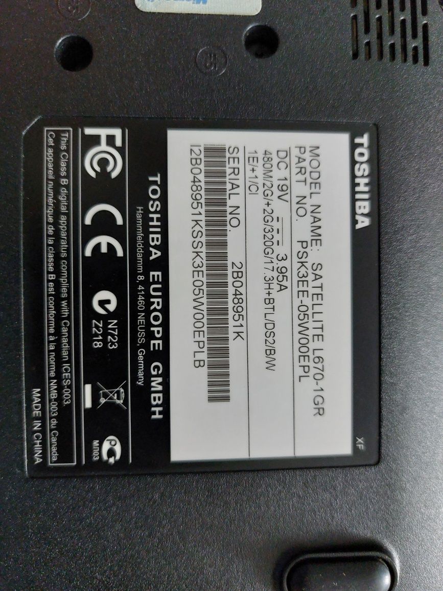 Laptop Toshiba L670 17 cali i7 16GB RAM