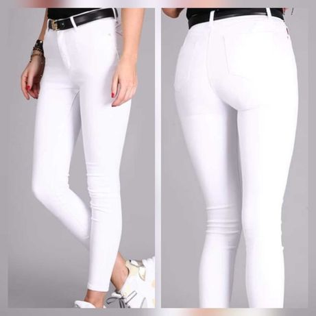 Elastyczne białe jeansy (rozmiar 40)